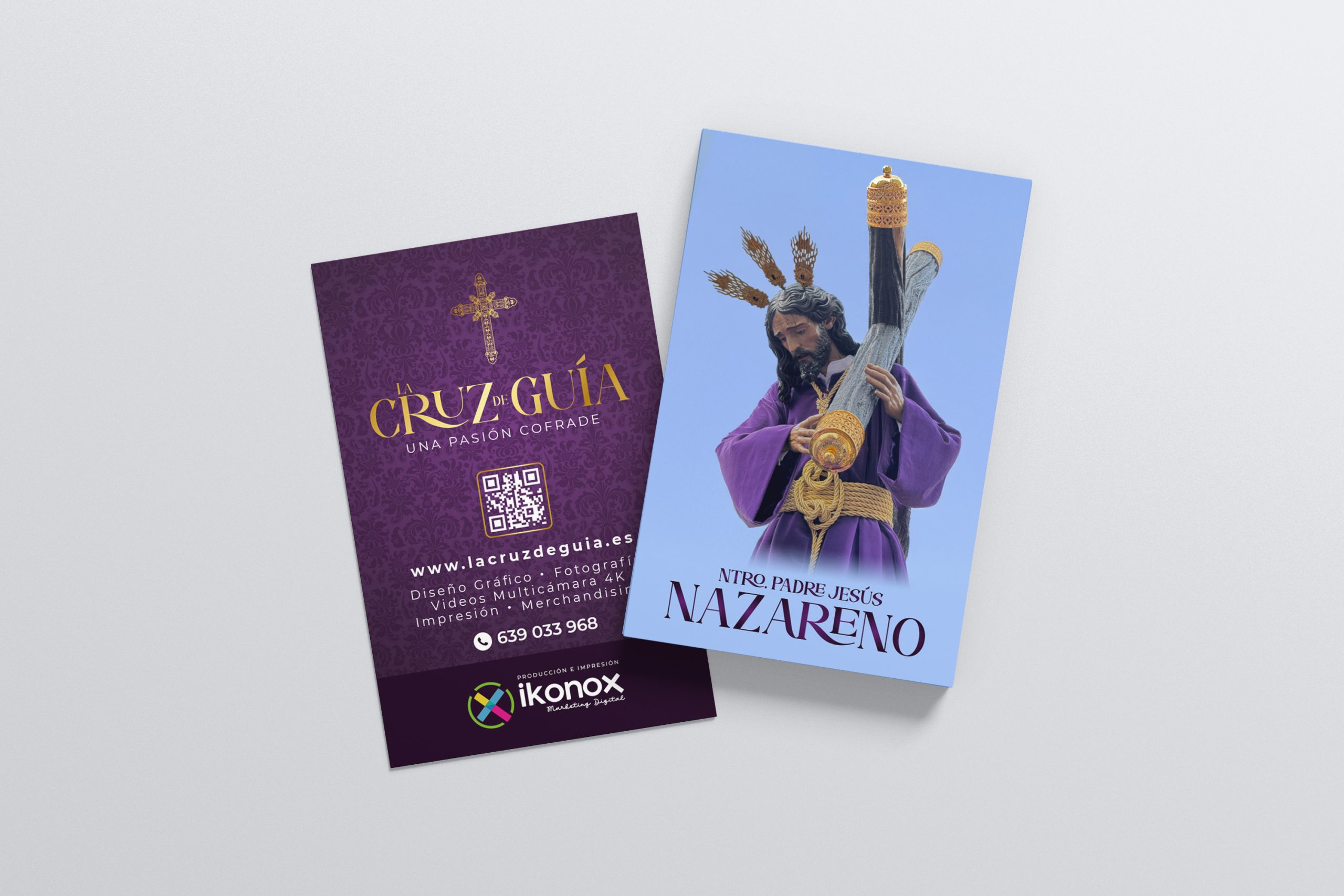 Estampa con relieve 3D de la Cruz de la Guía y Nuestro Padre Jesús Nazareno, diseño exclusivo de Ikonox Marketing Digital.