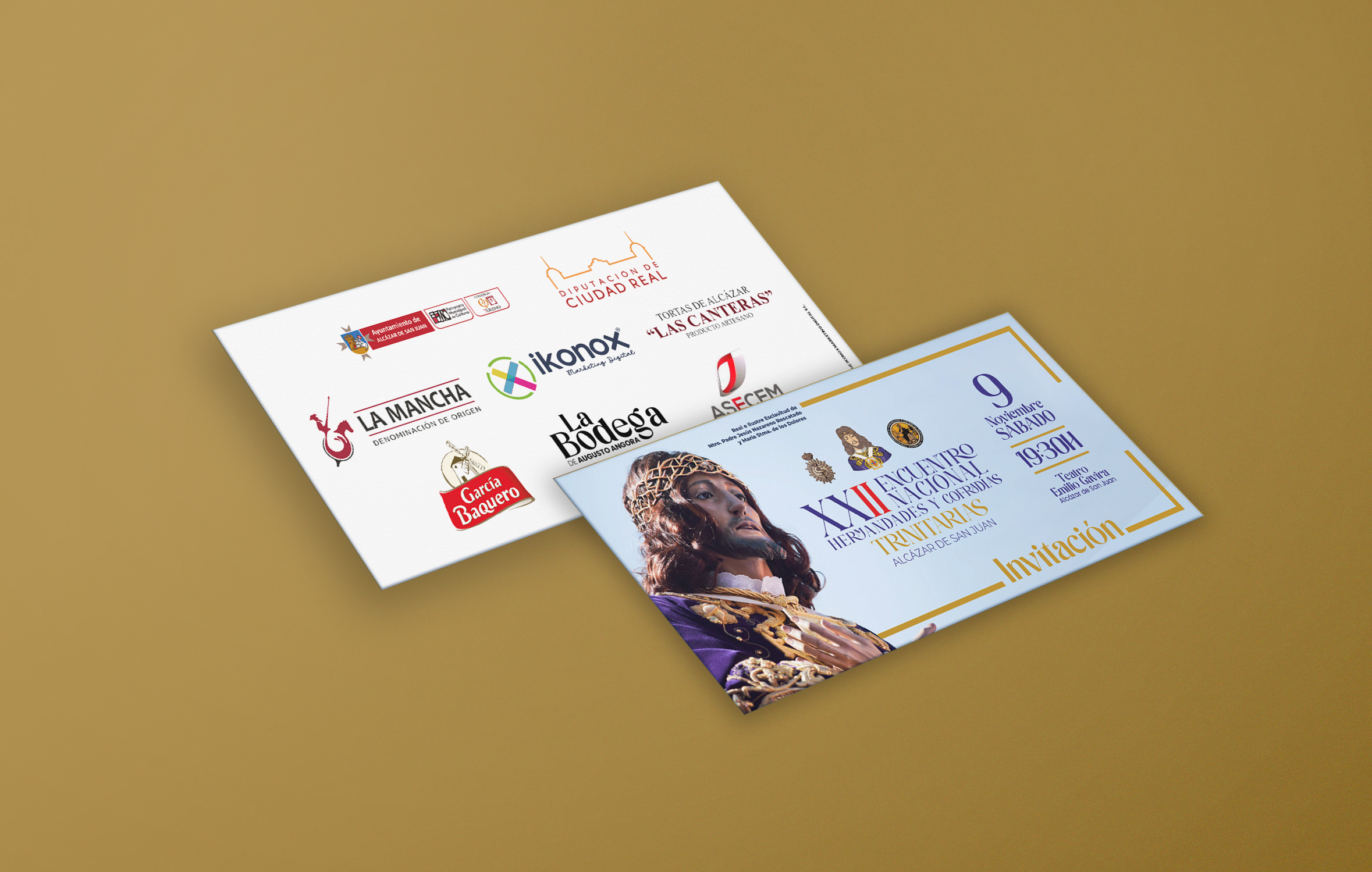 Invitación al XXII Encuentro Nacional de Hermandades y Cofradías Trinitarias, diseño de Ikonox Marketing Digital.