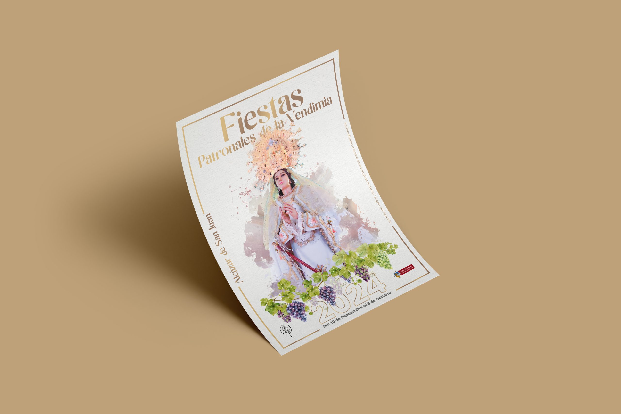 Cartelería de las fiestas patronales de la vendimia en Alcázar de San Juan, diseñada por Ikonox Marketing Digital.